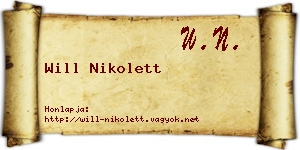 Will Nikolett névjegykártya